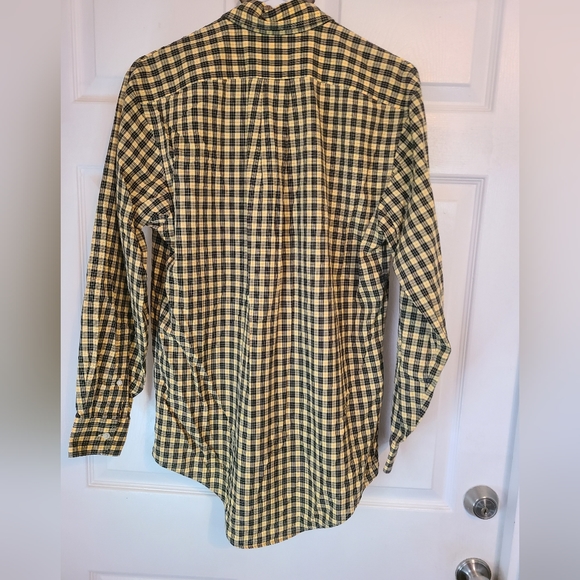 (994)Land's End Men's Long Sleeve Dress Shirt, Size: Small Color: Black & Yellow - Picture 9 of 11